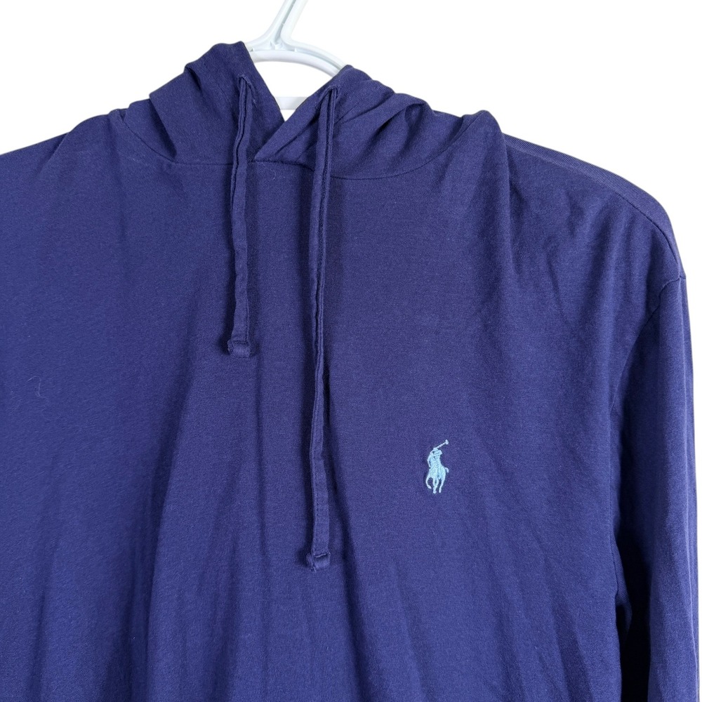 Polo Ralph Lauren Lightweight Hoodie Mens S Navy Blue Long Sleeve Pony Logo read